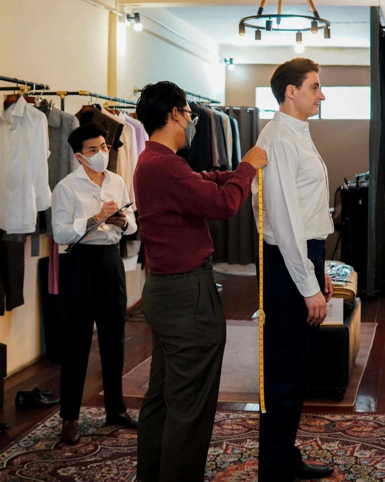 Lukas at a tailor shop